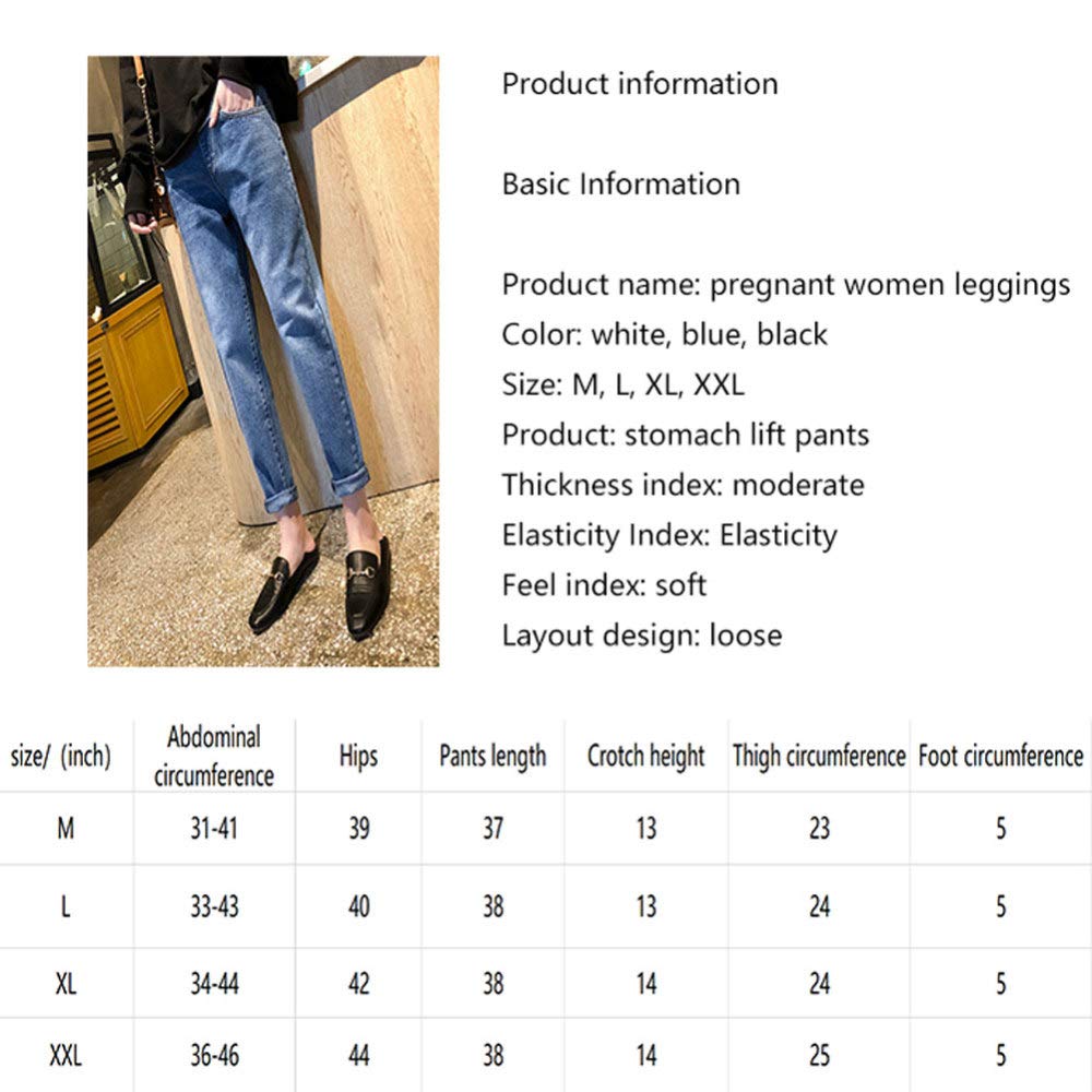 Pantaloni Da Donna Incinta Indossano Jeans Sezione Sottile Marea Madre Leggings A Nove Punte Pantaloni Da Donna Incinta Primavera E Autunno,White-M