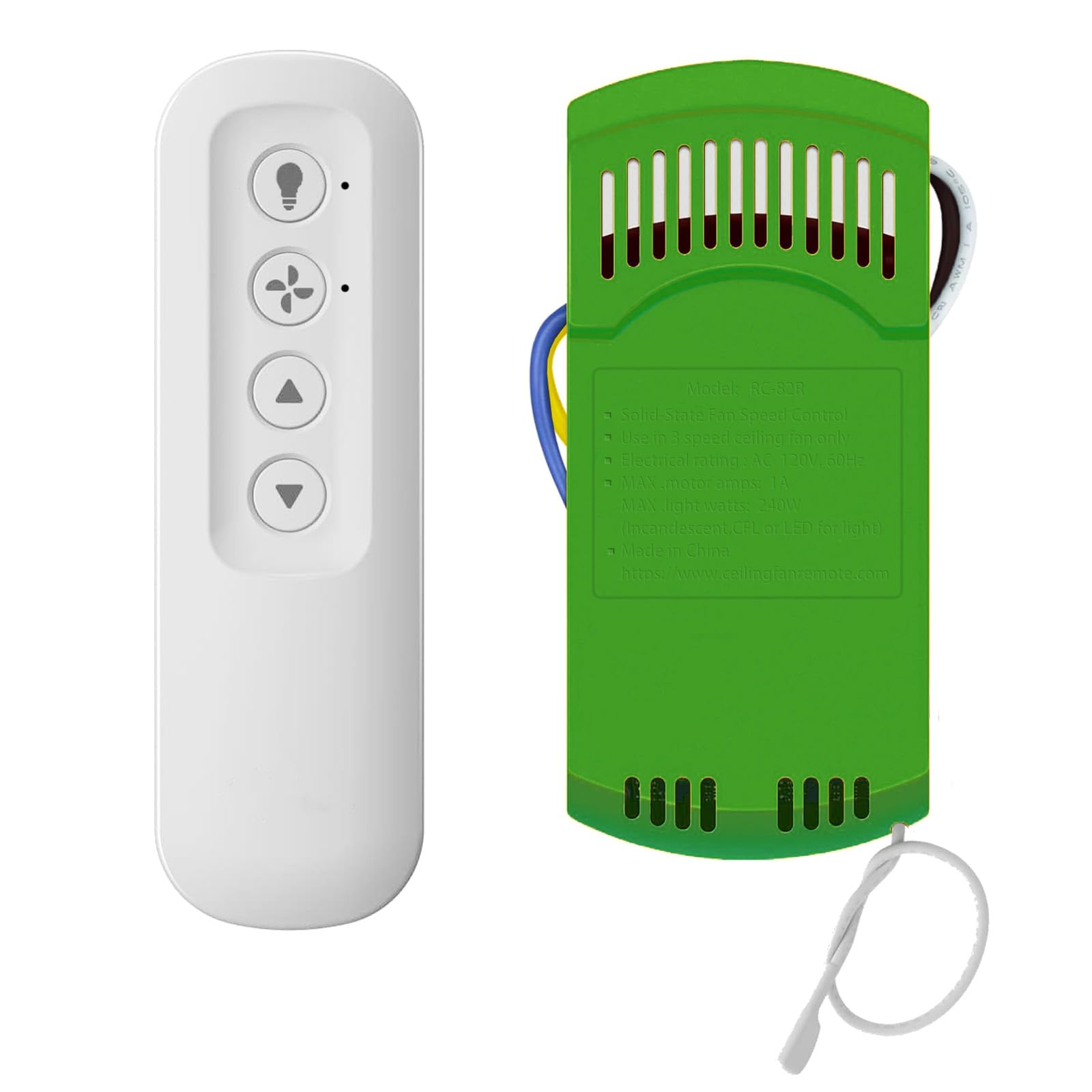 Ceiling Fan Remote Control Kit with Receiver, Replacement for Hunter 99770, 99772, 99392, 99813, Universal 3-Speeds Remote Control Kit, Fans Control with Dimmer