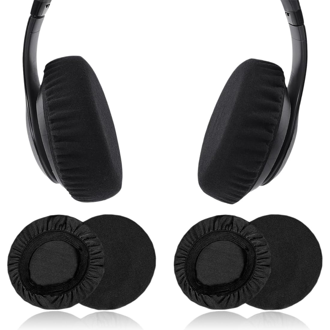 2-Pair Headphone Earpad Covers, Washable Stretchable Sweat Protectors for Gym Studying Gaming (9-11cm)