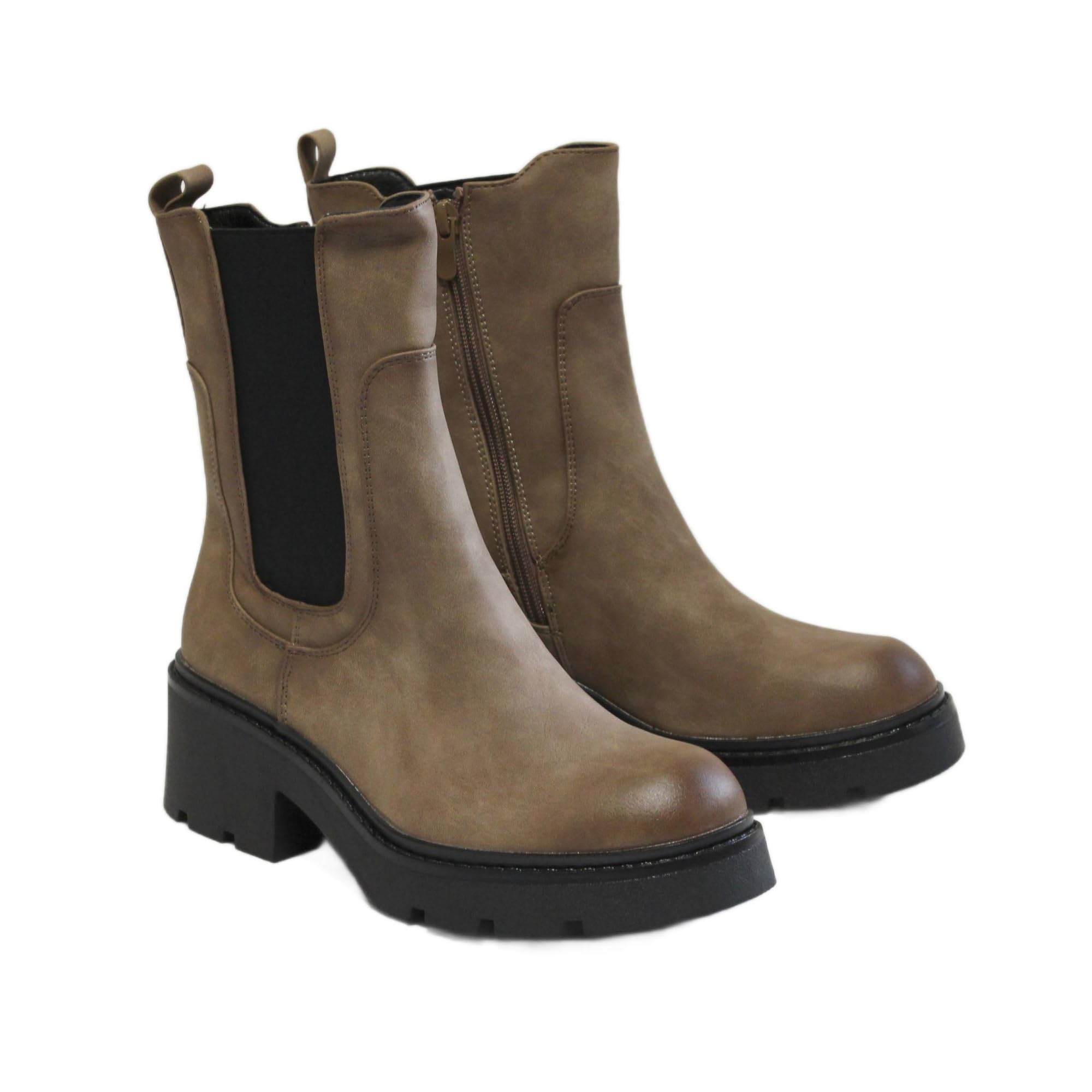 irisaa Chelsea Botas de tacón de bloque para mujer, botas de invierno