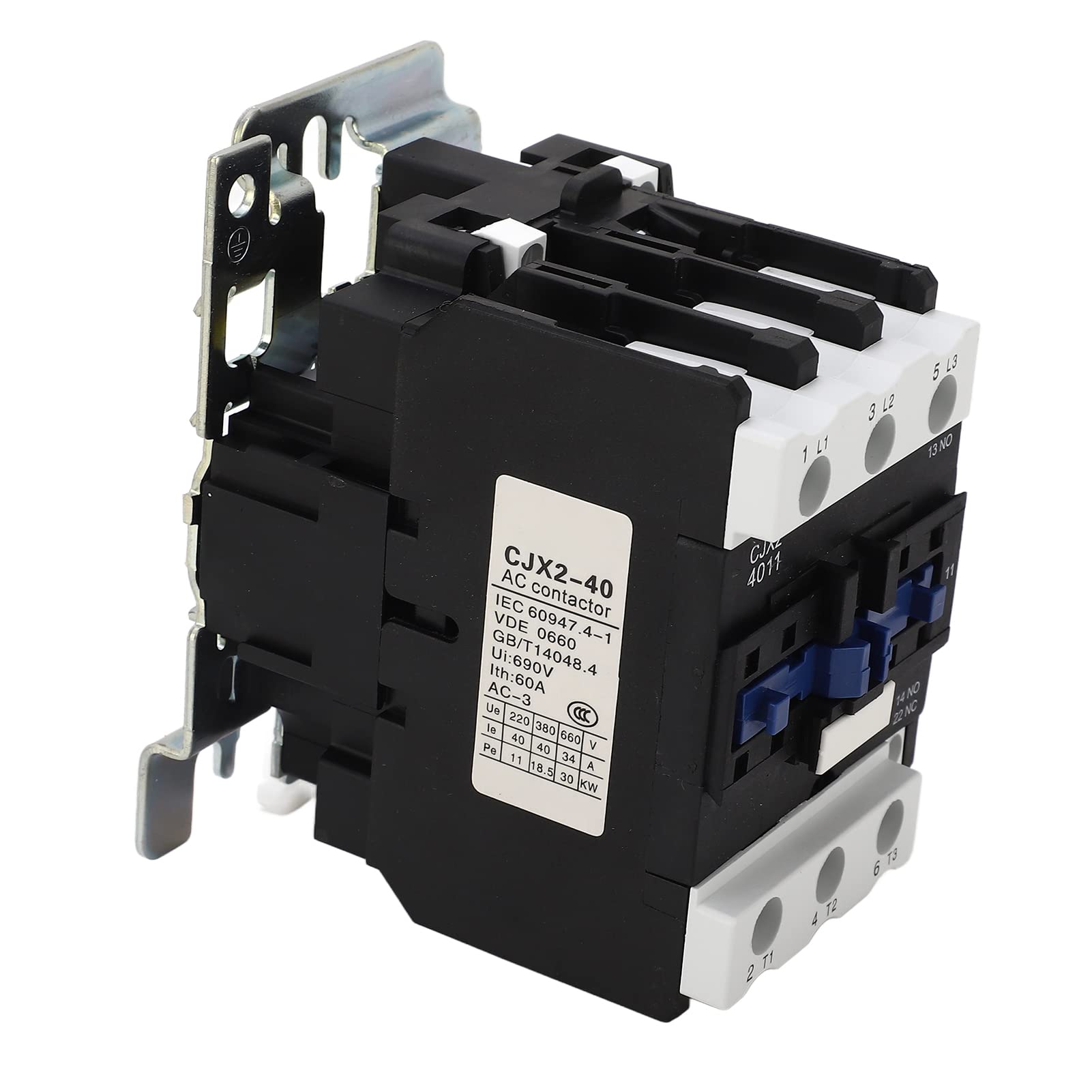 Fafeicy Contactor CA 220V 40A 3P 1NO 1NC Contacto Plata Montaje Riel