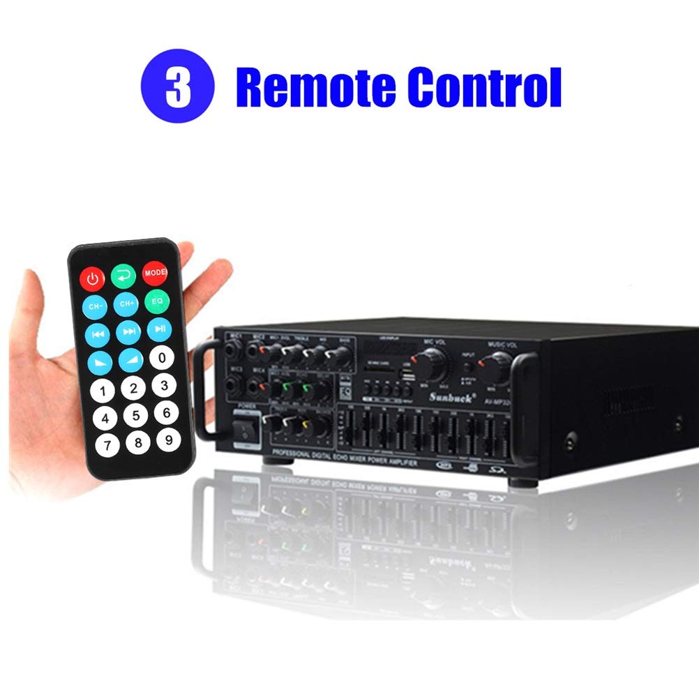 2000W 110V Stereo Power Amplifier, Bluetooth, MP3 USB SD Card, LCD Display, Remote Control - View #4