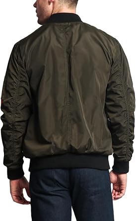VICTORIOUS Men's Contrast Lightweight Bomber Flight Jacket