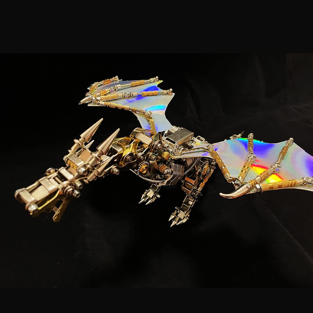 Metalowe puzzle 3D z 2 parami skrzydeł i uchwytem ze stali nierdzewnej, mechaniczne zestawy modelarskie punkowe, łamigłówka, wyzwanie, montaż, sztuka, rzemiosło, czas rodzinny (600 elementów)