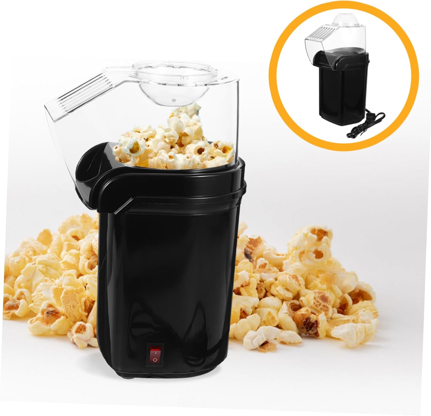 STOBAZA 110V Automatic Popcorn Machine Electric Popper Maker for Healthy Snacks for Home Movie Nights and Parties Includes Safety Feature Black