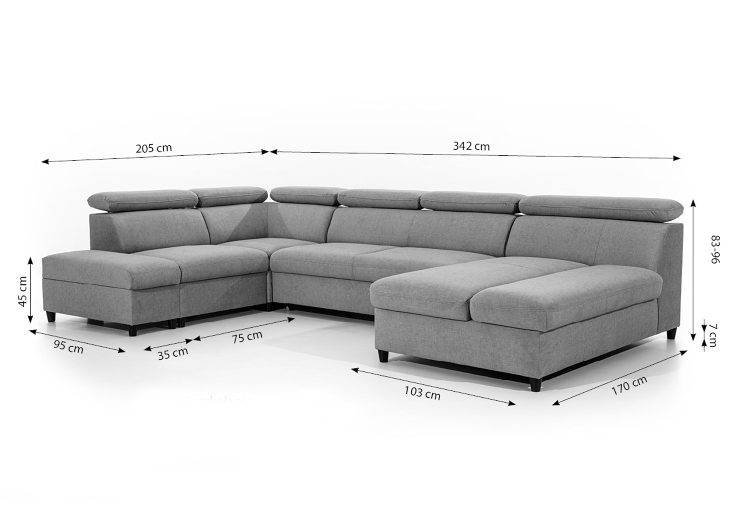 AXLIVING Canapé en U Marron avec Fonction Couchage Olettio 342 cm L