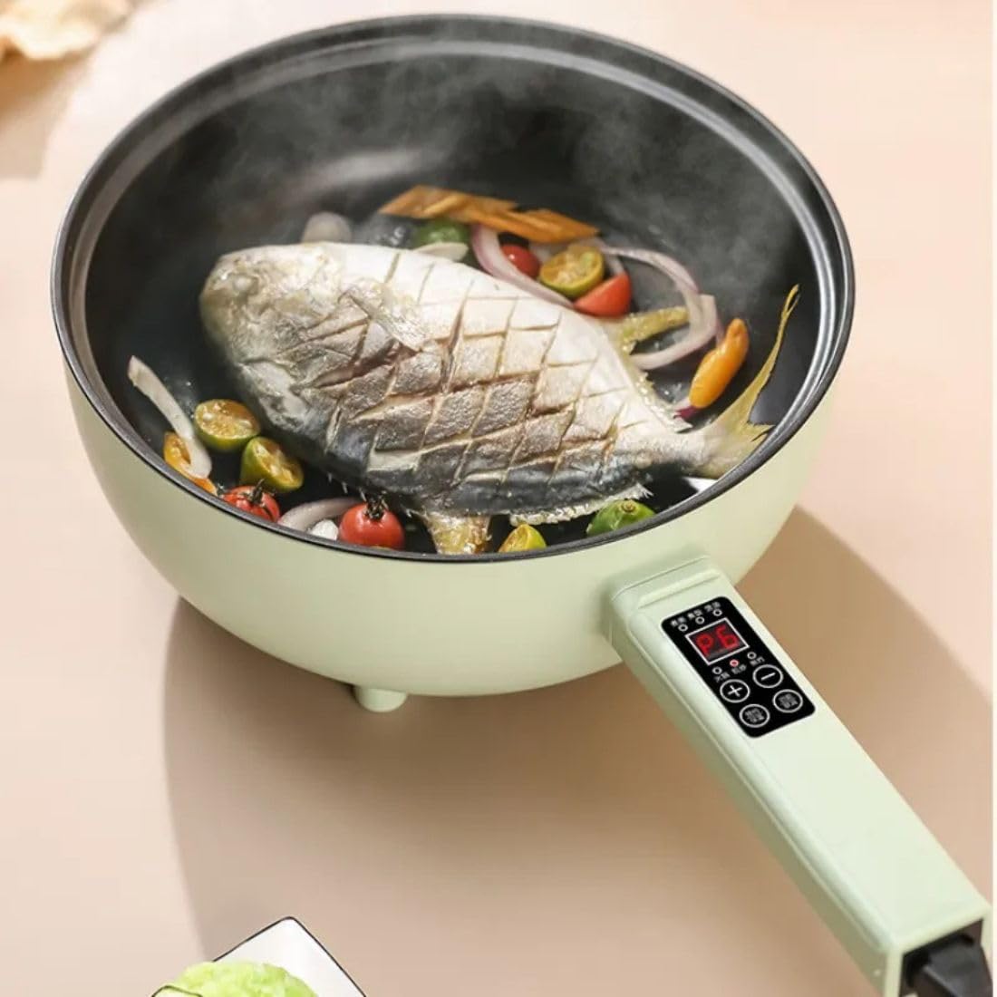 Frilla Pentola elettrica, Padella in Ceramica Antiaderente Aggiornata 41 × 28 × 15 cm, Multifunzione Padella Elettrica 4L - PANMAX