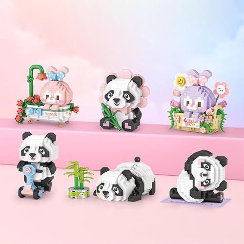 Miniatura 6 de Luminda Micro mini bloques lindos animales conjuntos de panda de yoga para bolsas de golosinas, más de 380 piezas de ladrillos de juguete de