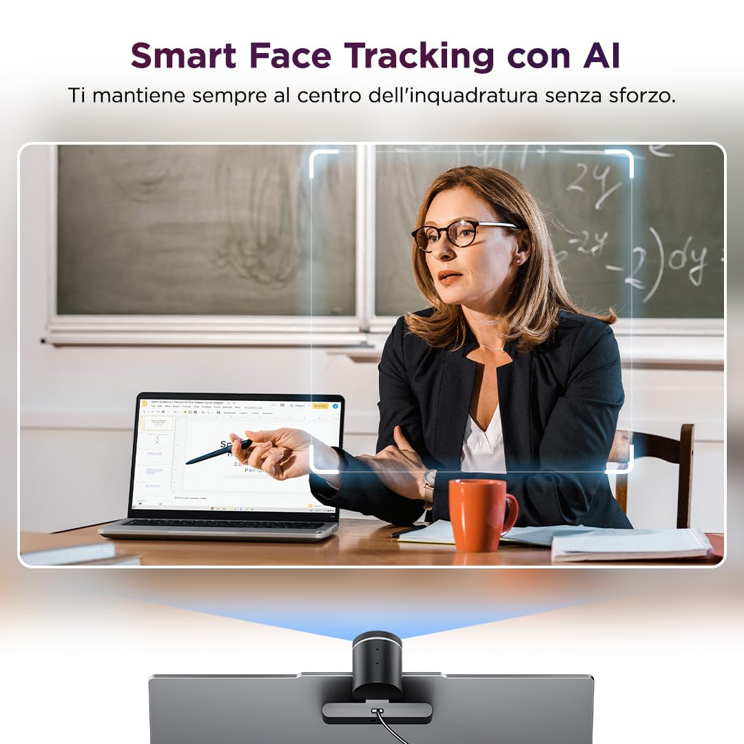 Lenovo QHD Webcam, webcam QHD per PC e notebook per videochiamate e smart working, plug and play per meeting online