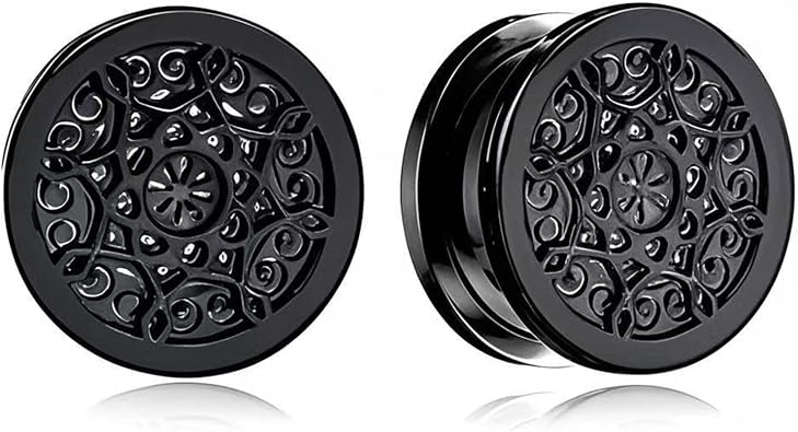 2PCS Ear Gauges Plugs Tunnels for Ears, Hypoallergenic 316 Stainless Steel Geometric Plugs Tunels Gauuges for Stretched Ears 8mm-25mm 0G-1" Body Piercing Jewelry for Women Men