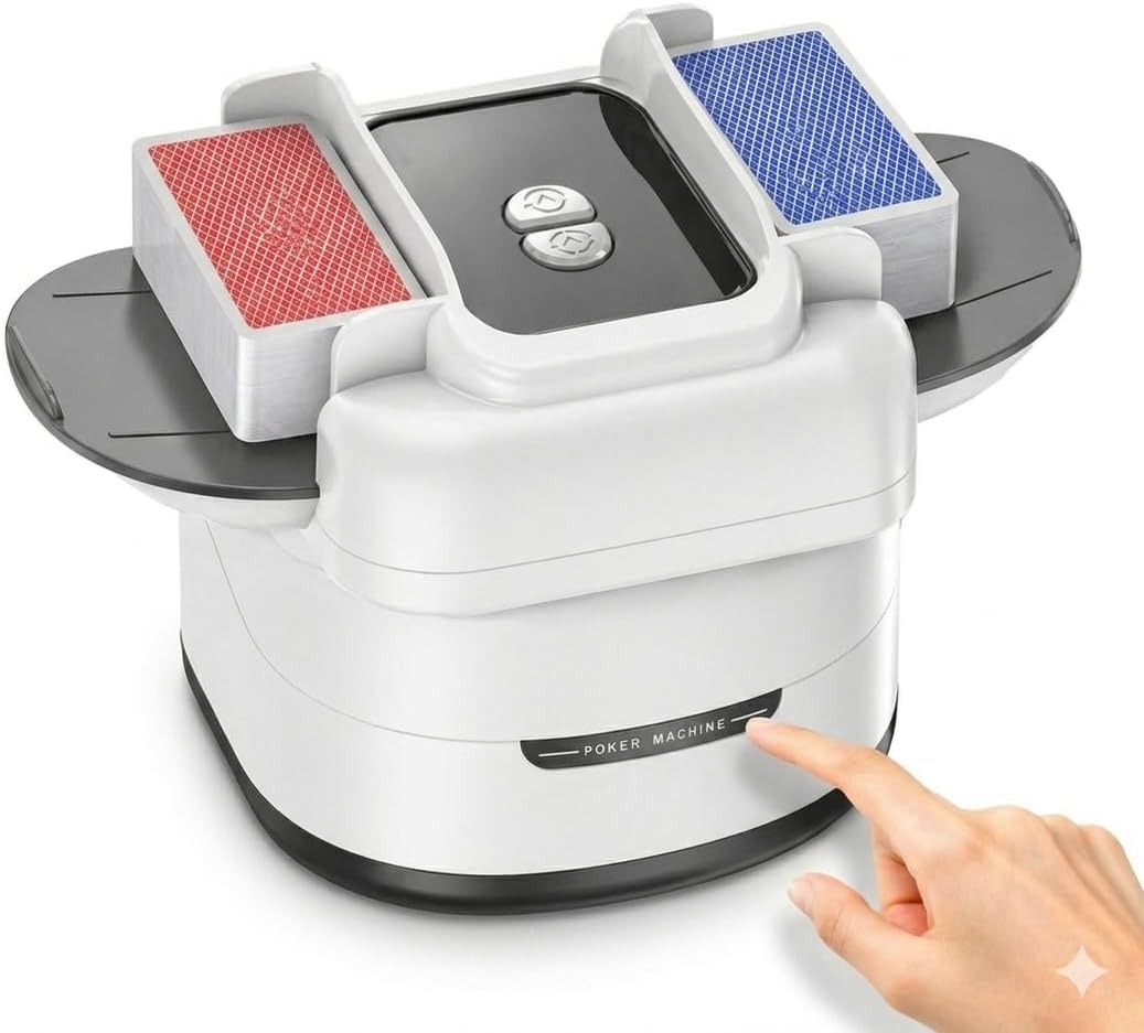 Automatic Card Shuffler for 1-4 Decks - USB-C Rechargeable Card Shuffler Machine with Dual Intelligent Modes - Whisper-Quiet & Fast Shuffling for Poker, UNO, Bridge, Blackjack and Family Game Nights