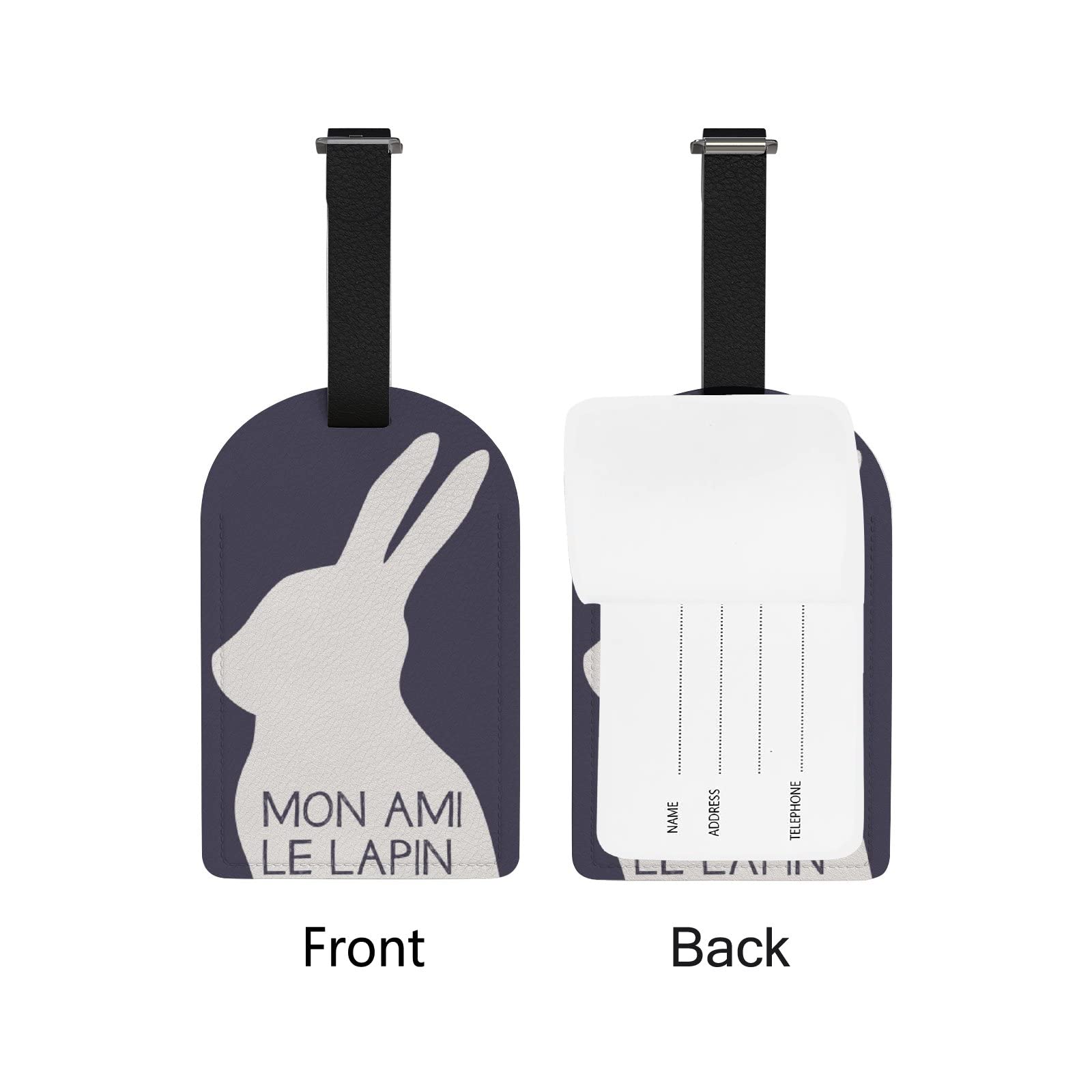 Amazon.co.jp: 荷物タグ 2pcs ネームタグ うさぎ柄 影 PUレザ 紛失防止