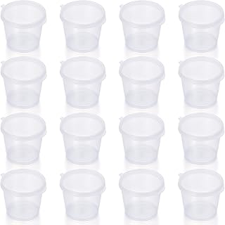 [100 Sets - 1 1/2 oz.] Plastic Disposable Portion Cups with Leak-Proof Lids, Souffle Cups, Jello Cups, Small Condiment Containers, Shot Cups, Dipping Sauce Cup, Salad Dressing Container, Cylinder