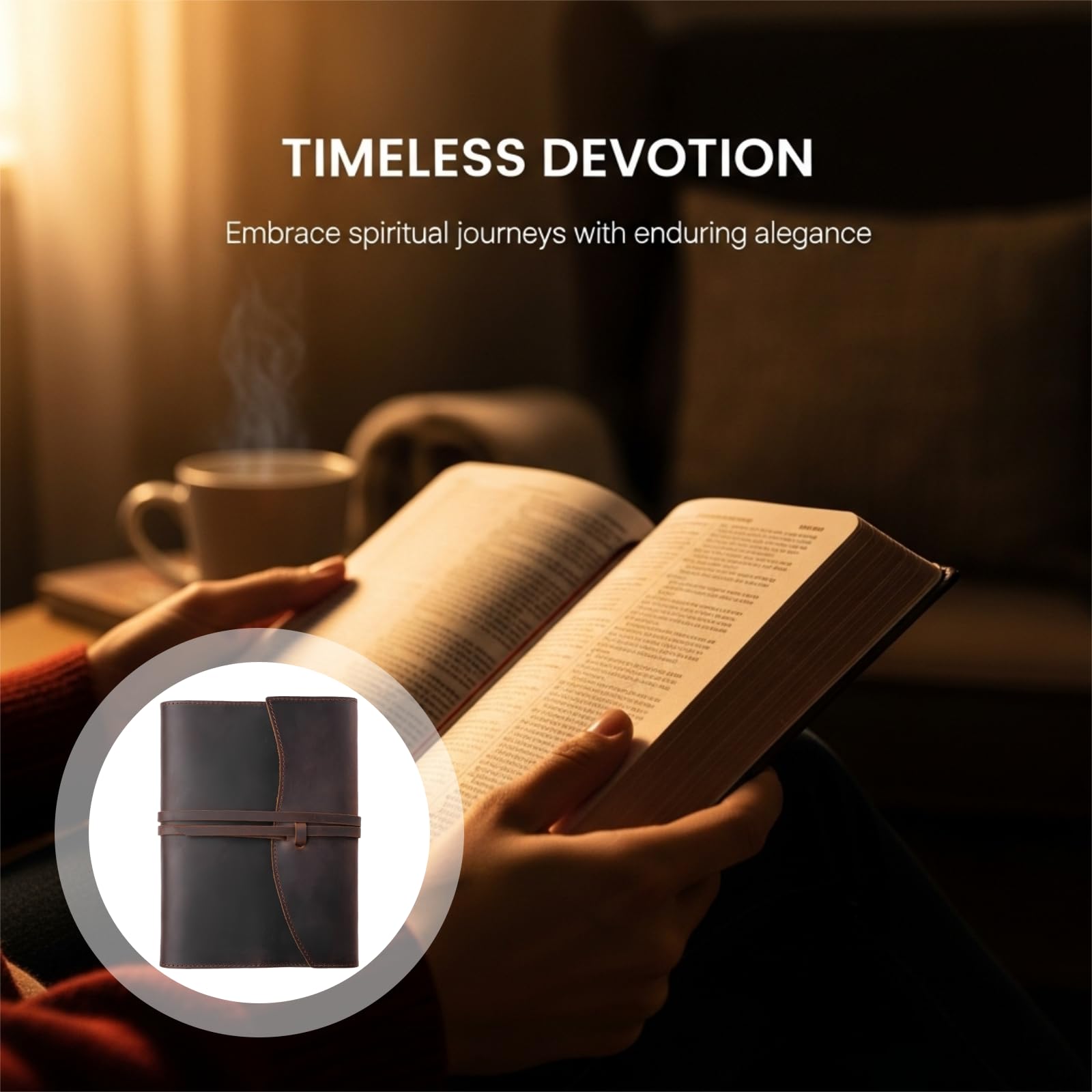 Copertina per bibbie in vera pelle, formato A5, color caffè, chiusura di facile accesso, chiusura a cintura, finitura artigianale, regalo per lettori di bibbie, adatta per libri A5