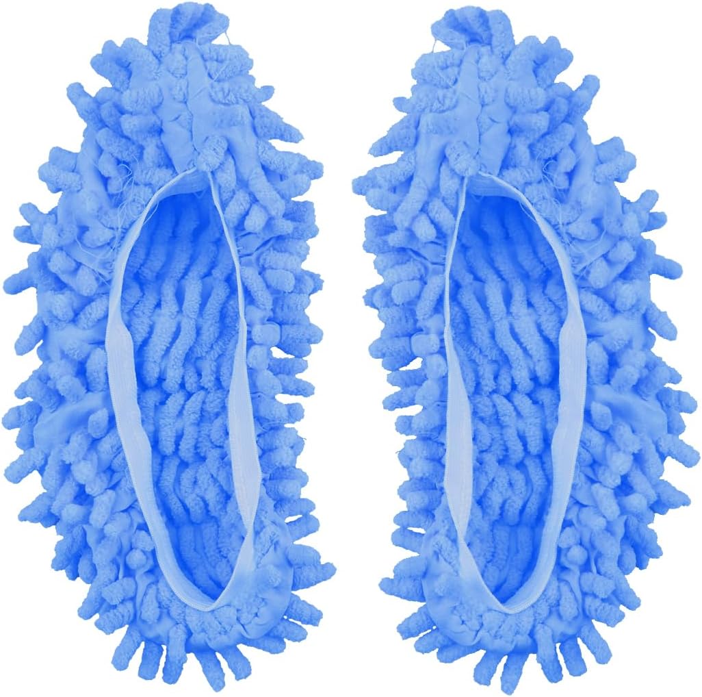 2Pcs Dust Mop Slippers, GLADFRESIT Microfiber Mop Socks, Washable Shoes
