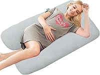 Vista 5 de Funda de almohada de embarazo en forma de U 100% algodón (solo funda de almohada), funda de repuesto súper suave que se adapta a la mayoría
