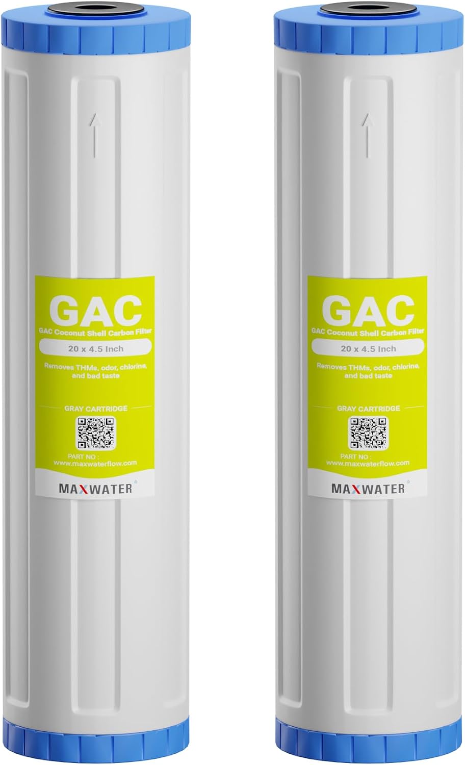 20"x 4.5" BB GAC Water Filter Cartridge compatible with 20" BB Whole House Water Filtration Systems made from Coconut Shell Carbon, 4 Pack
