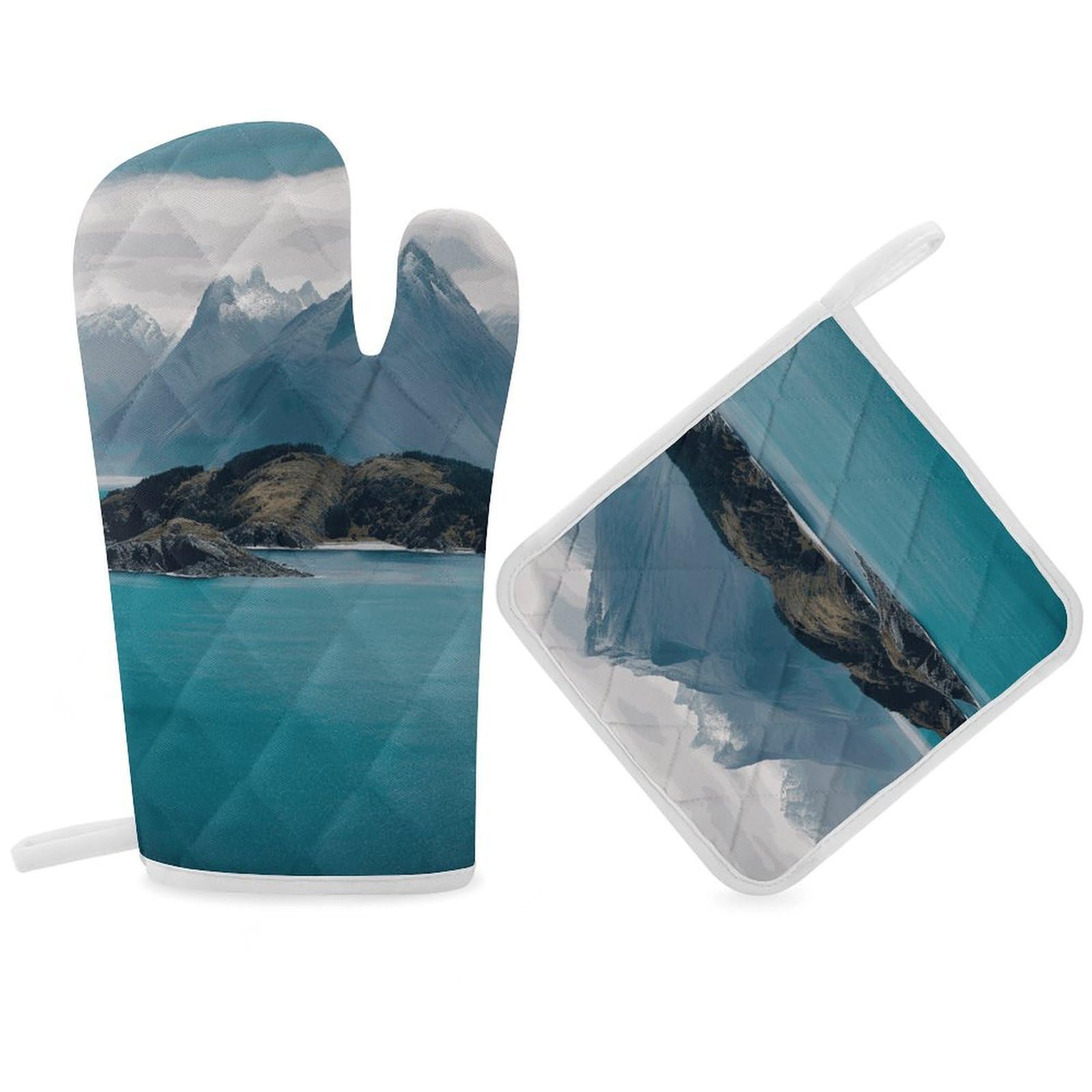 Fodpand Women's Style Islands And Mountain Oven Mitts And Pot Holders Sets,Oven Gloves For Kitchen Oven Mitts And Potholders For Baking Cooking Grilling Apartment Essentials