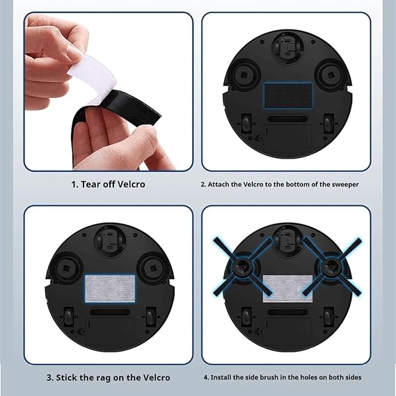 Smart Robot Vacuum Cleaner Cleaning Machine 3-in-1 Powerful Suction USB Rechargeable Mini Lazy Charging Automatic CleanerSweeping Robot for Home Floor Cleaning (Black)