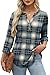 OFEEFAN Plus Size Tops for Women 3/4 Length Sleeve Tunic Tops Loose Fit Dressy Fall Fashion Beige checks 2Xl