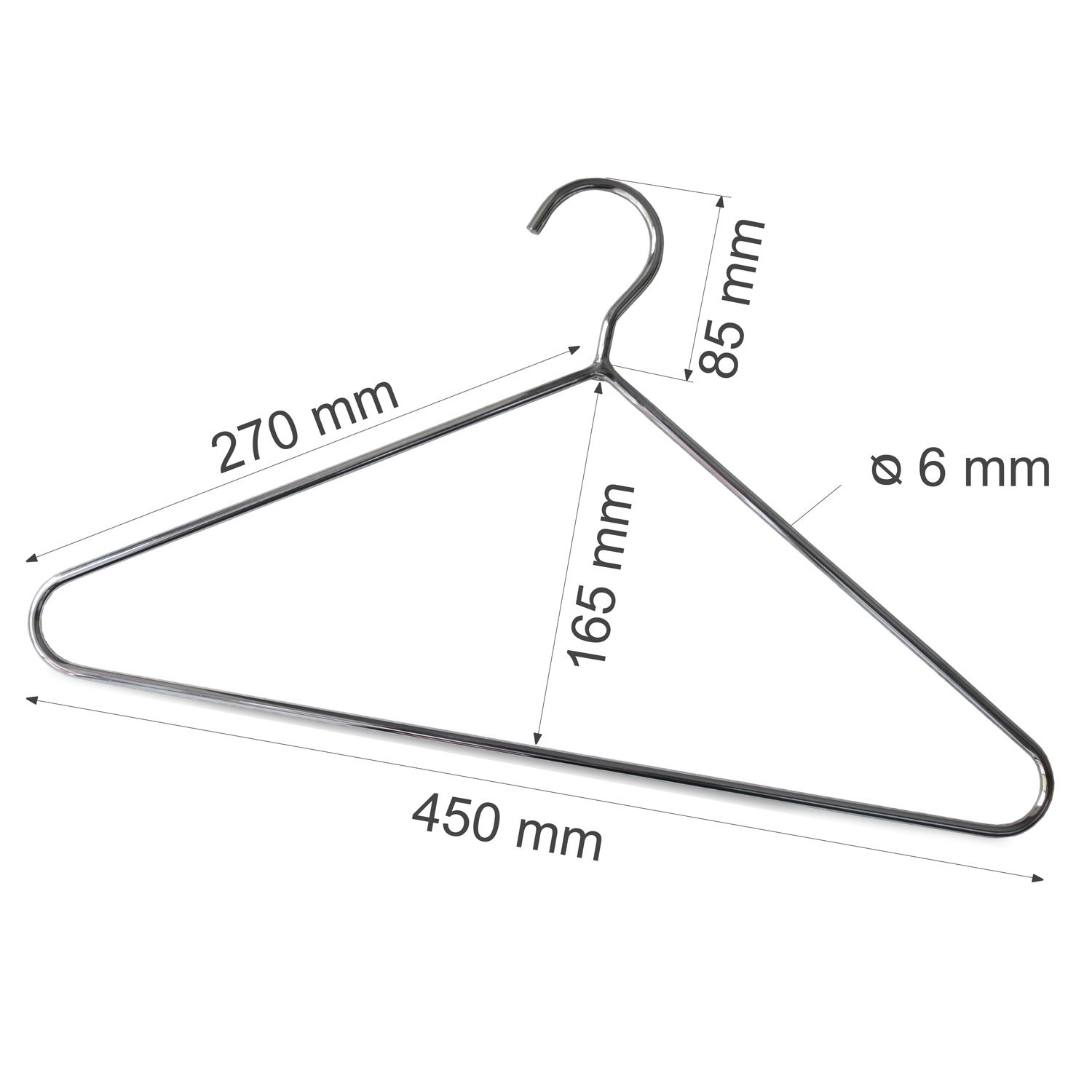50 cintres Acier métal chromé Largeur 45 cm épaisseur 6mm très Solide pour Usage profesionnel Pompiers gendarmerie Manteau Lourd