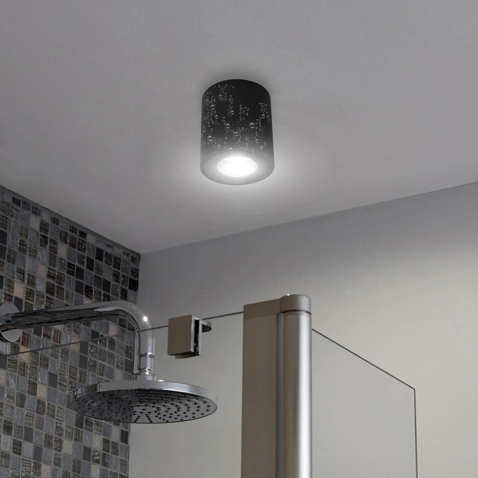 Planetitaly Faretto lampada soffitto bagno vasca box doccia sensoriale LED RGB CCT 8W GU10 impermeabile IP65 cromoterapia lampada smart WiFi controllo vocale (Colore bianco, Luce RGBW+3000K)