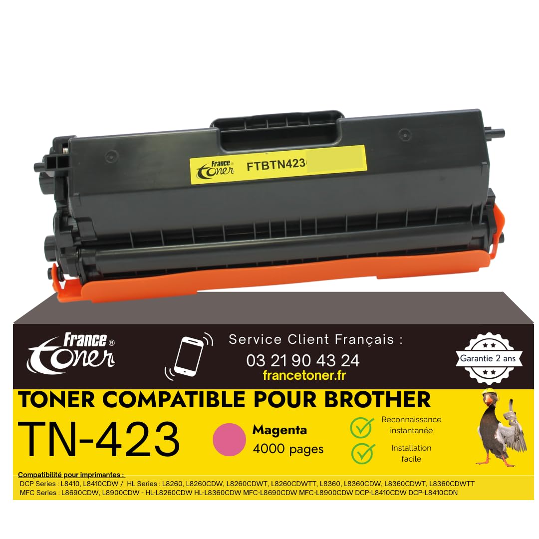 TN-423 Toner Compatible pour Brother TN423 Magenta | Cartouche Haute Qualité pour Imprimante Laser DCP L8410CDW, HL L8260, MFC L8690CDW
