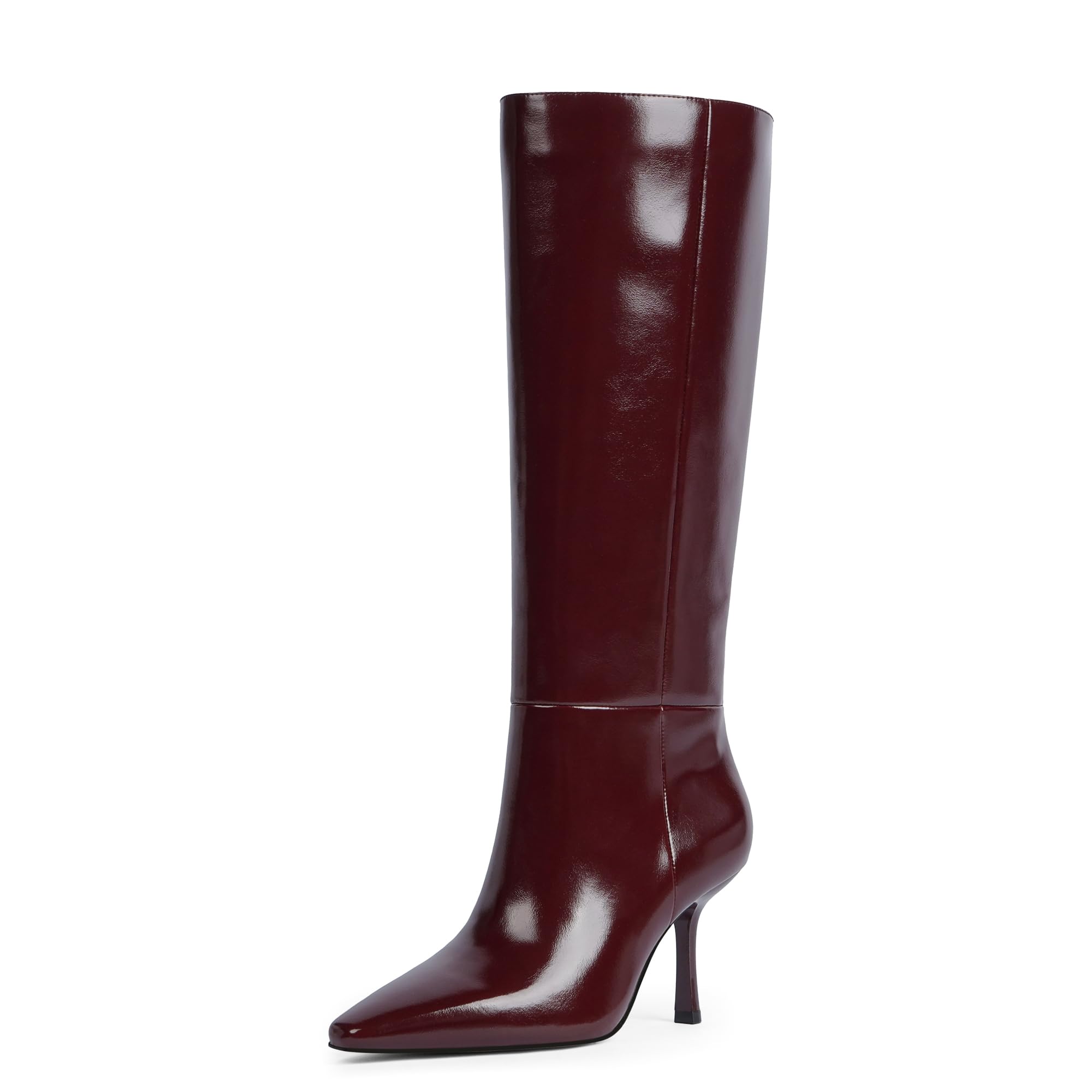 Modatope Knee High Boots Women Square Toe Stiletto Tall Boots Side Zipper Dressy Boot for Women
