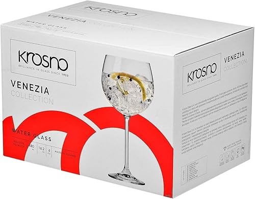 Miniatura 9 de Krosno Globo de ginebra y vasos de agua | Juego de 6 piezas | 16.2 onzas | Colección Venezia | Perfecto para el hogar, restaurantes y para fiestas y