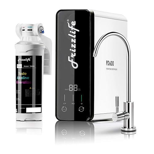 Frizzlife Sistema de filtración de agua de ósmosis inversa RO - 600 GPD de alto flujo sin tanque reduce TDS compacto pH mineral alcalino relación de