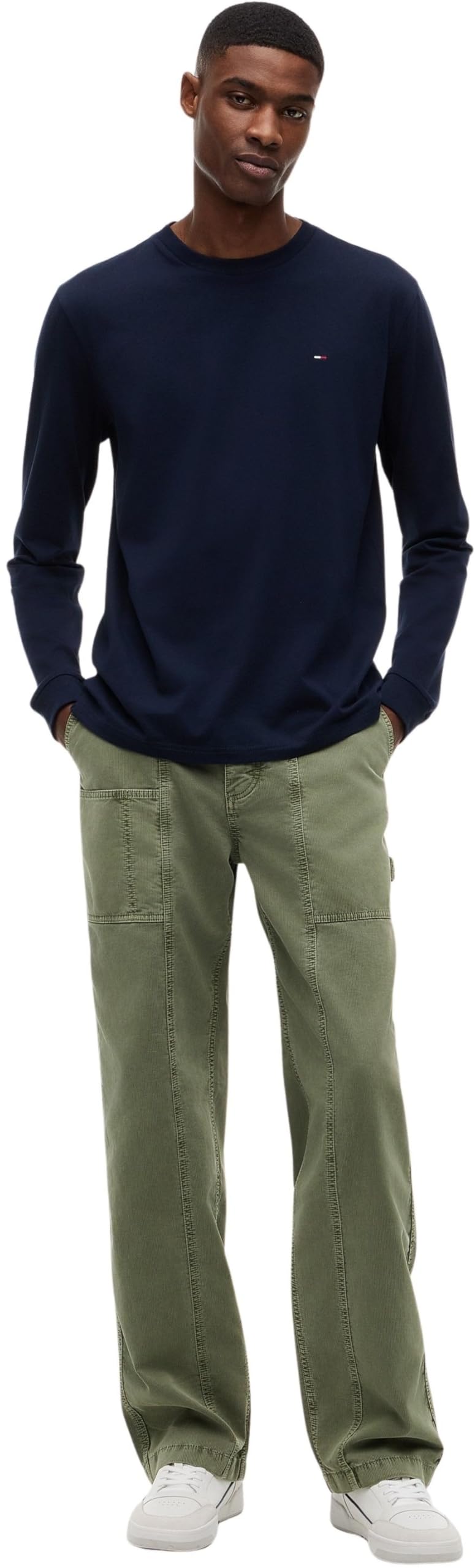 Tommy Camisetas de Manga Larga Pack de 2 Hombre Slim con Cuello Redondo