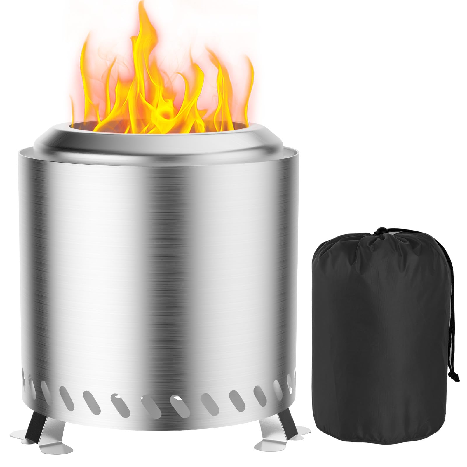 Fillis Braciere per esterni, 22x22x26cm Senza fumo in acciaio inox mini caminetto da tavolo con custodia balcone terrazza e giardino, decorazione ideale per barbecue in legno