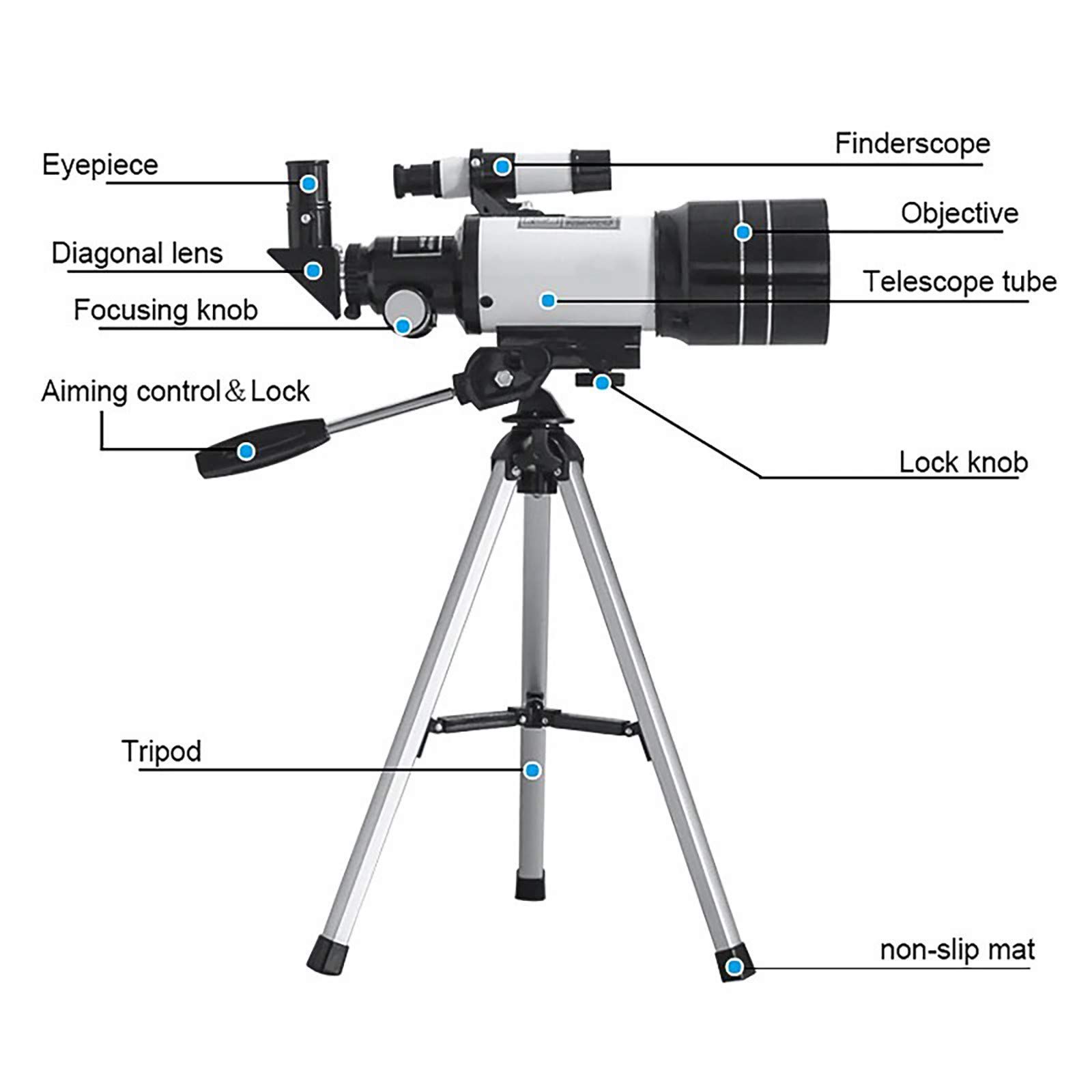 Teleskop dla astronomii dla dzieci śli początkujący, szybki teleskop refraktorowy dla astronomii 70 mm Aperture 400 mm Telescope z statywem