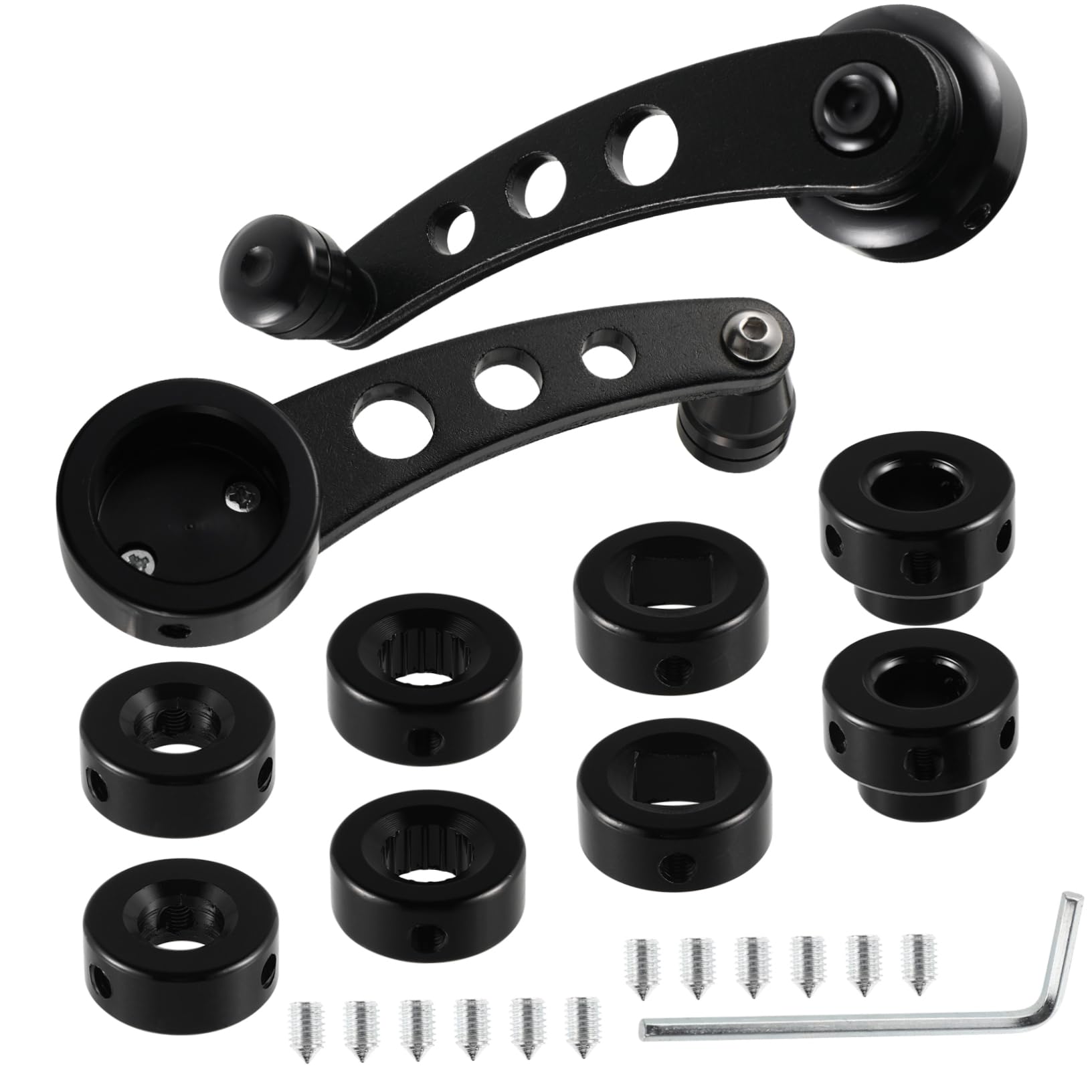 HAWILLOSCH Universal Car Window Handle Aluminum Winder Crank Rocker Set of 2 Replacement for Car Doors Includes Mounting Hardware