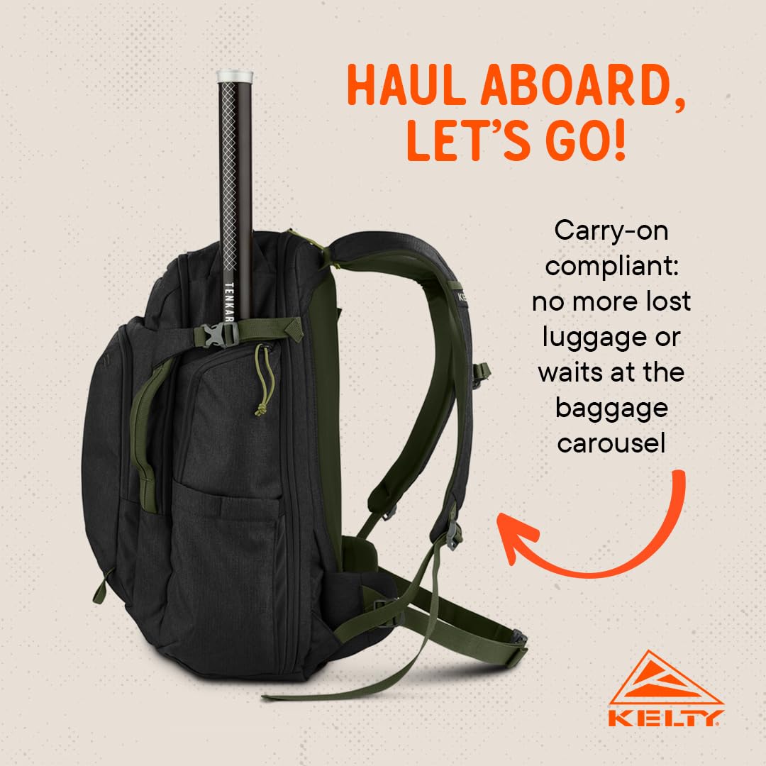Kelty Redwing Traveler Backpack, Travel Pack with Wide U Zip Opening, Signature Wing Pockets, 30-50L Capacity (30L Black) : Sports & Outdoors