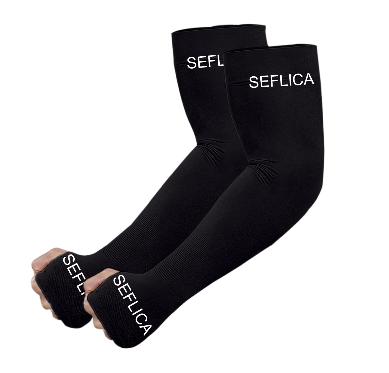 SEFLICA Arm Sleeve for Men or Women, UV Sun Protection With Thumb Hole - Cooling Comprssion Sleeves for Boys Girls For Cover Tattoo, UPF 50 Arm Cover/Shield Basketball Other Outdoor Sports