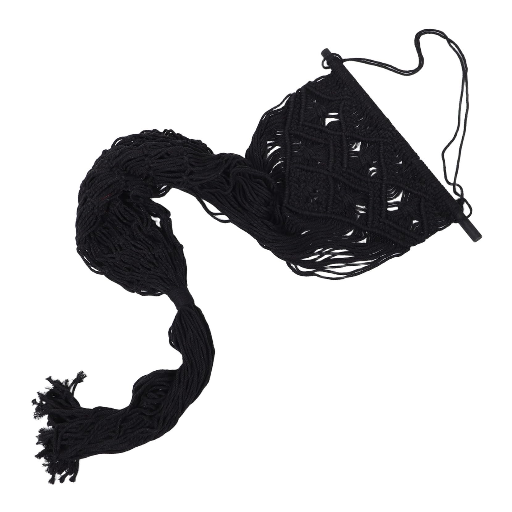 SOLUSTRE Plush Toy Storage Net Wall-mounted Organizer Macrame for Boys and Girls Sturdy Wooden Stick Cotton Rope Toy Hanger for Nursery