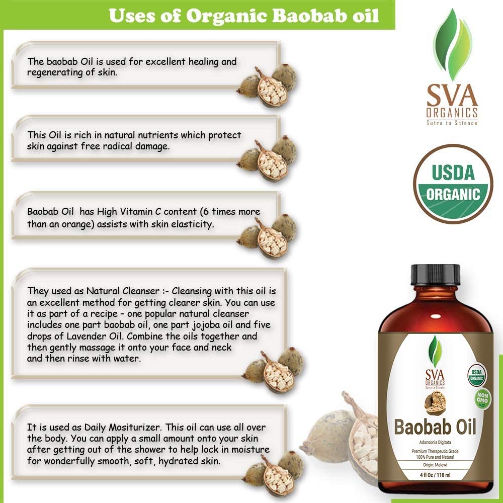 Snapklik.com : SVA Baobab Seed Oil Organic - 4 Fl Oz 100% Natural Cold ...