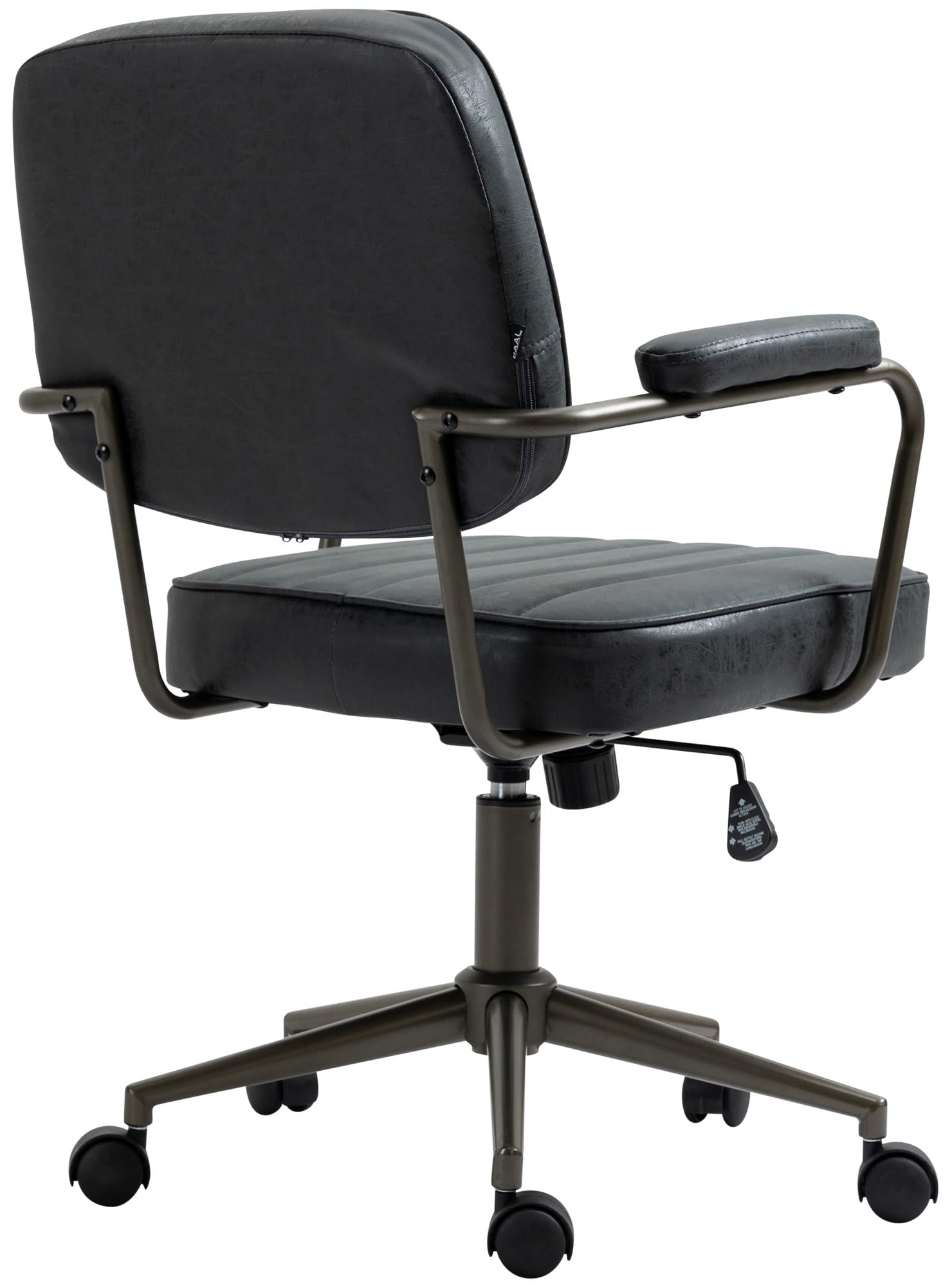 CLP Silla De Trabajo Natrona En Piel Sintética I Silla De Oficina con Look Industrial Acolchada & con Ruedas, Color:Antiguo Negro