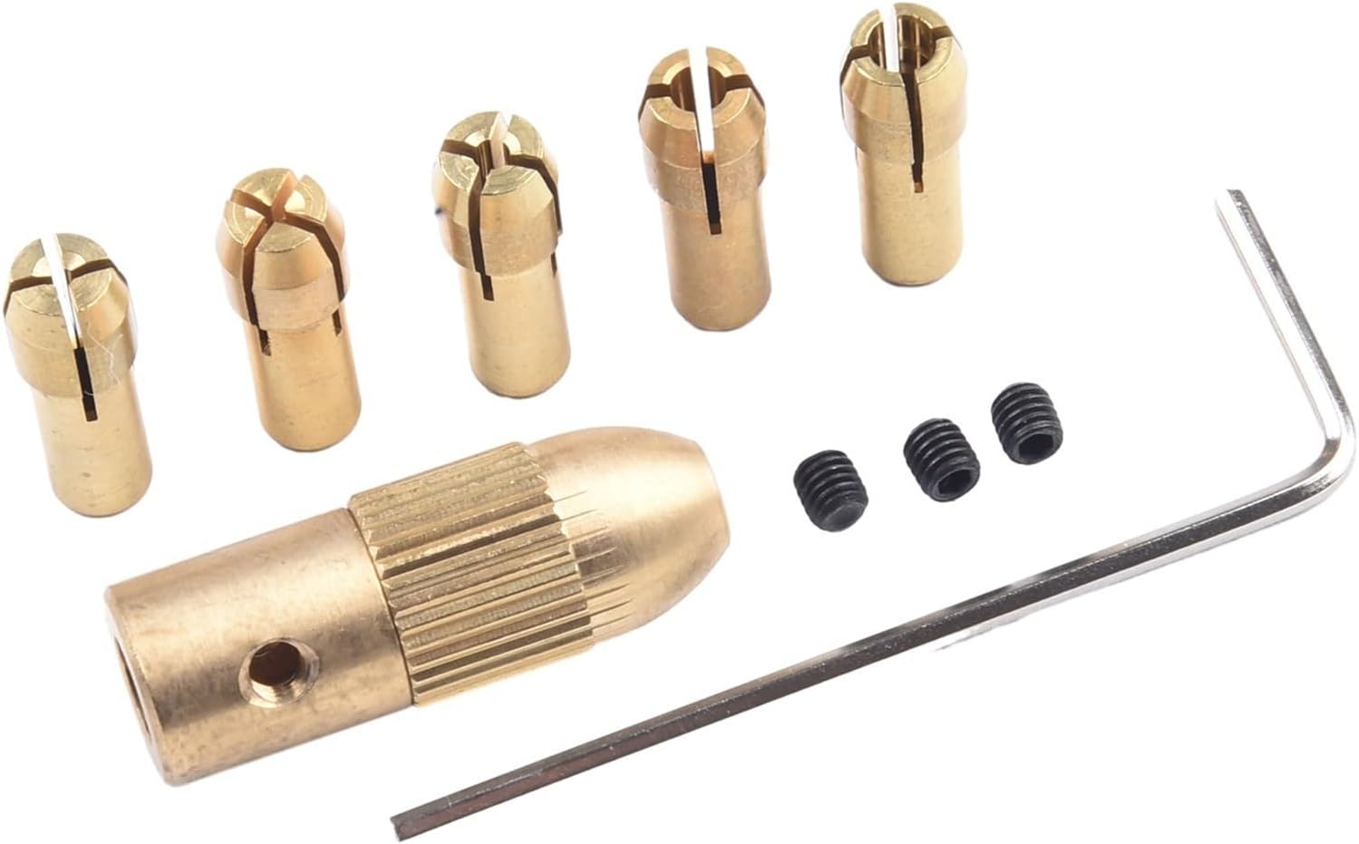 Mini Drill Collet Set with Brass Drill Chuck 0 5 3 0mm for Electronic Drills Includes Drill Clamp and Small Wrench for Accurate Drilling on Light Materials (5.05mm)