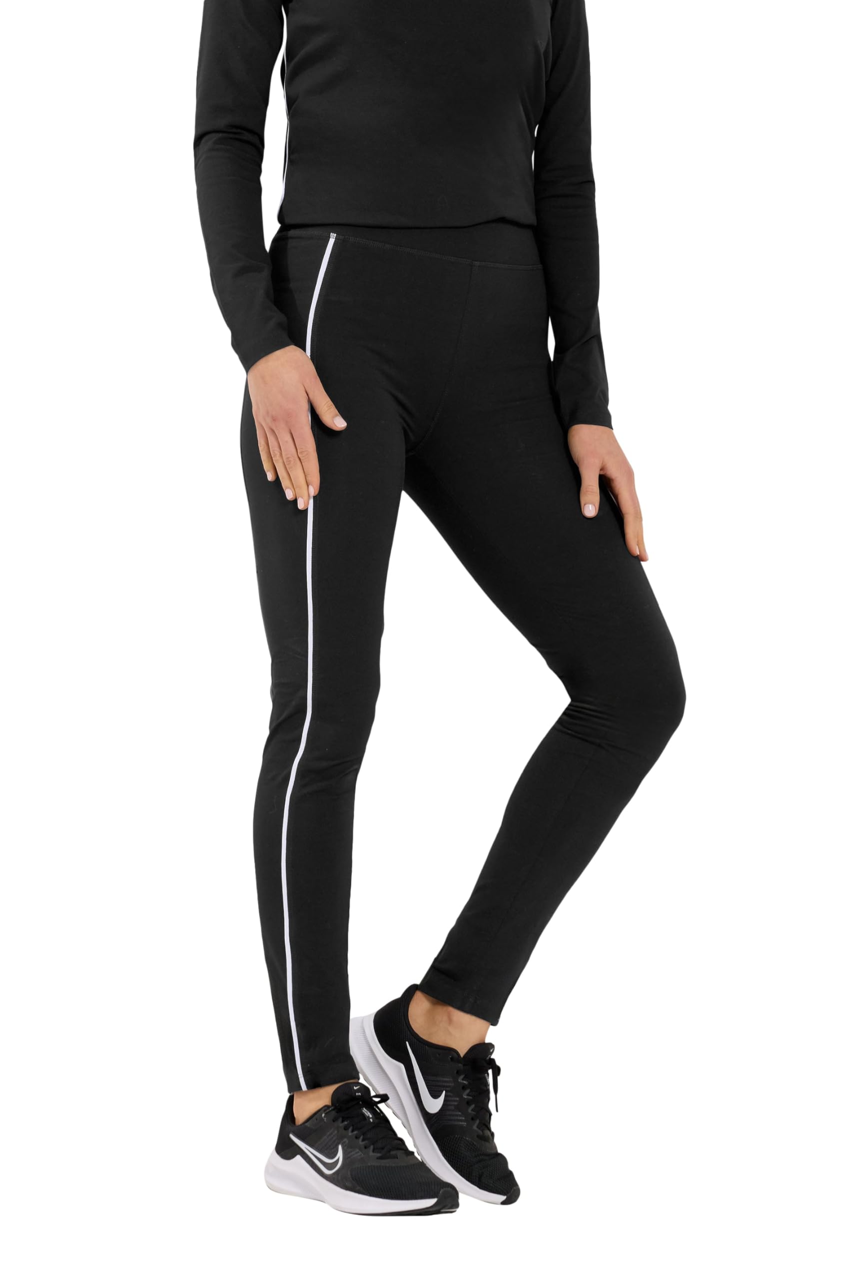 Long Tall Sally Women's Tall Active Piped Leggings Pants in Black | Size: 22-24