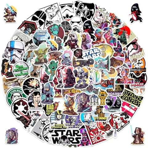 100PCS Star Wars Stickers Water Bottle Stickers Laptop Computer Bedroom Wardrobe Car Skateboard Motorcycle Bicycle Mobile Phone Luggage Guitar DIY Decal (Star war 100) Cover