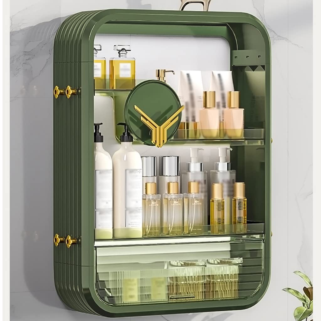 PRUJOY Organizador de Maquillaje, Caja de Almacenamiento de cosméticos para Interiores, Estante de Pared sin Perforaciones para Cocina, Estante de Productos para el Cuidado de la Piel (Brass 70 cm)