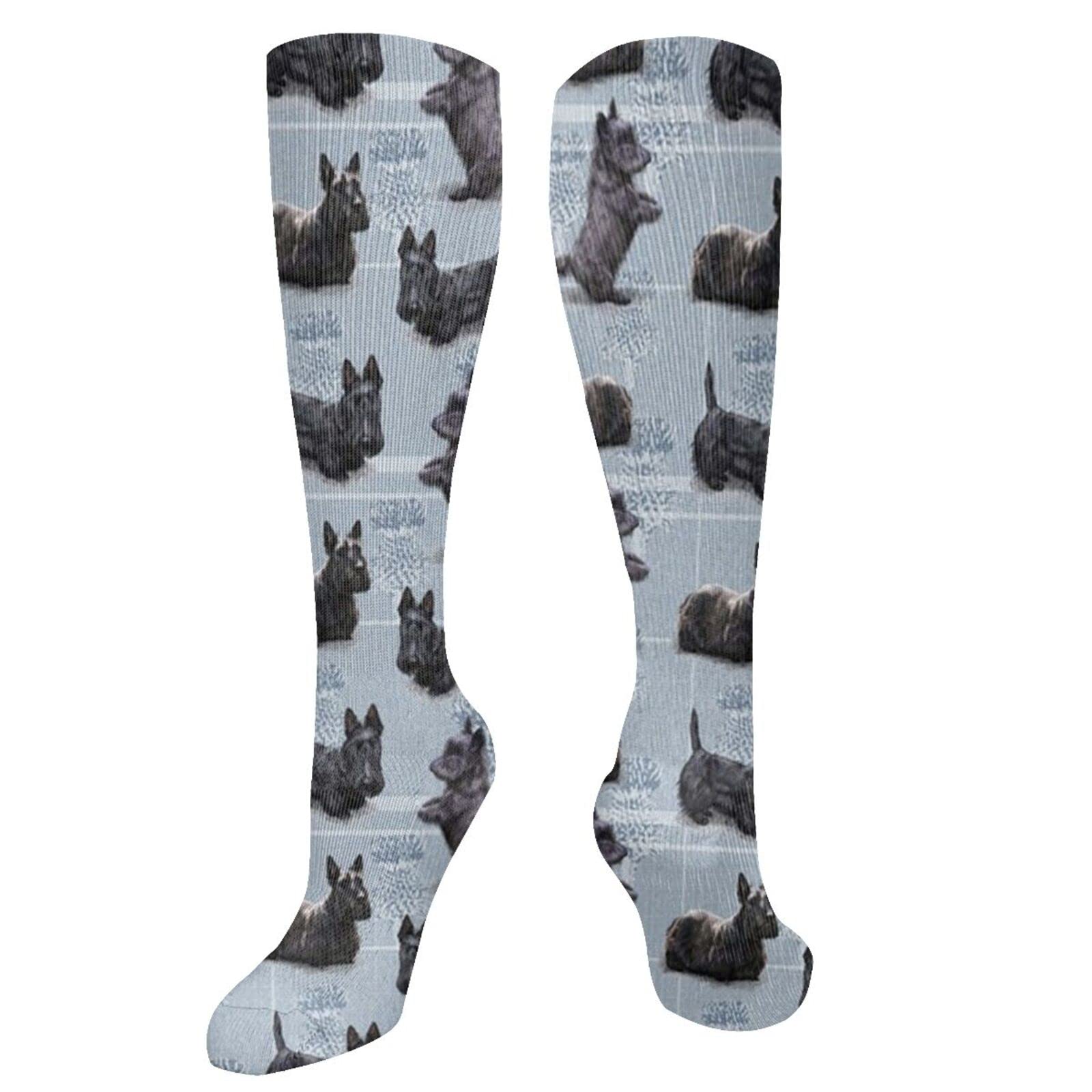 Lsjuee Unisex As Pic Scottish Terrier Scottie Dog Compression Socks For Women & Men Circulation 15-20 Mmhg Is Best Support For Athletic Running Cycling