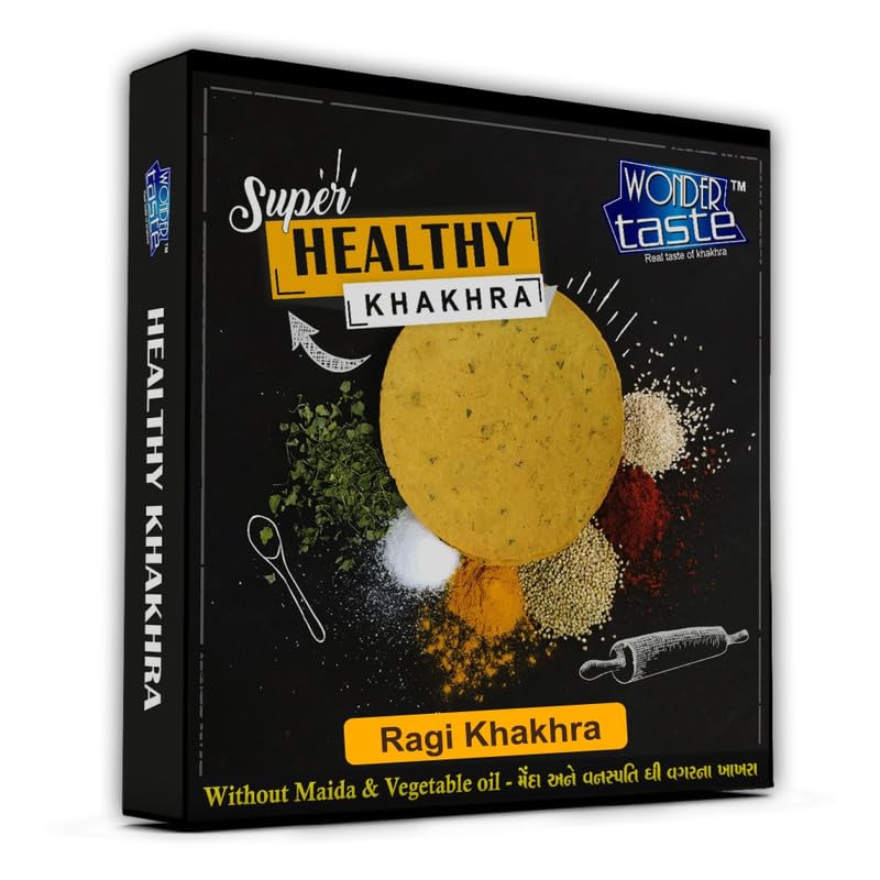 WONDER TASTE Ragi Khakhra Pack of 3 (200g Each) | No Maida | No Vegetable Oil | Super Healthy Diet Low Calorie Snacks | Delicious Roasted Gujarati Bites | Free Masala Packet Inside (Ragi, 3)-image-14