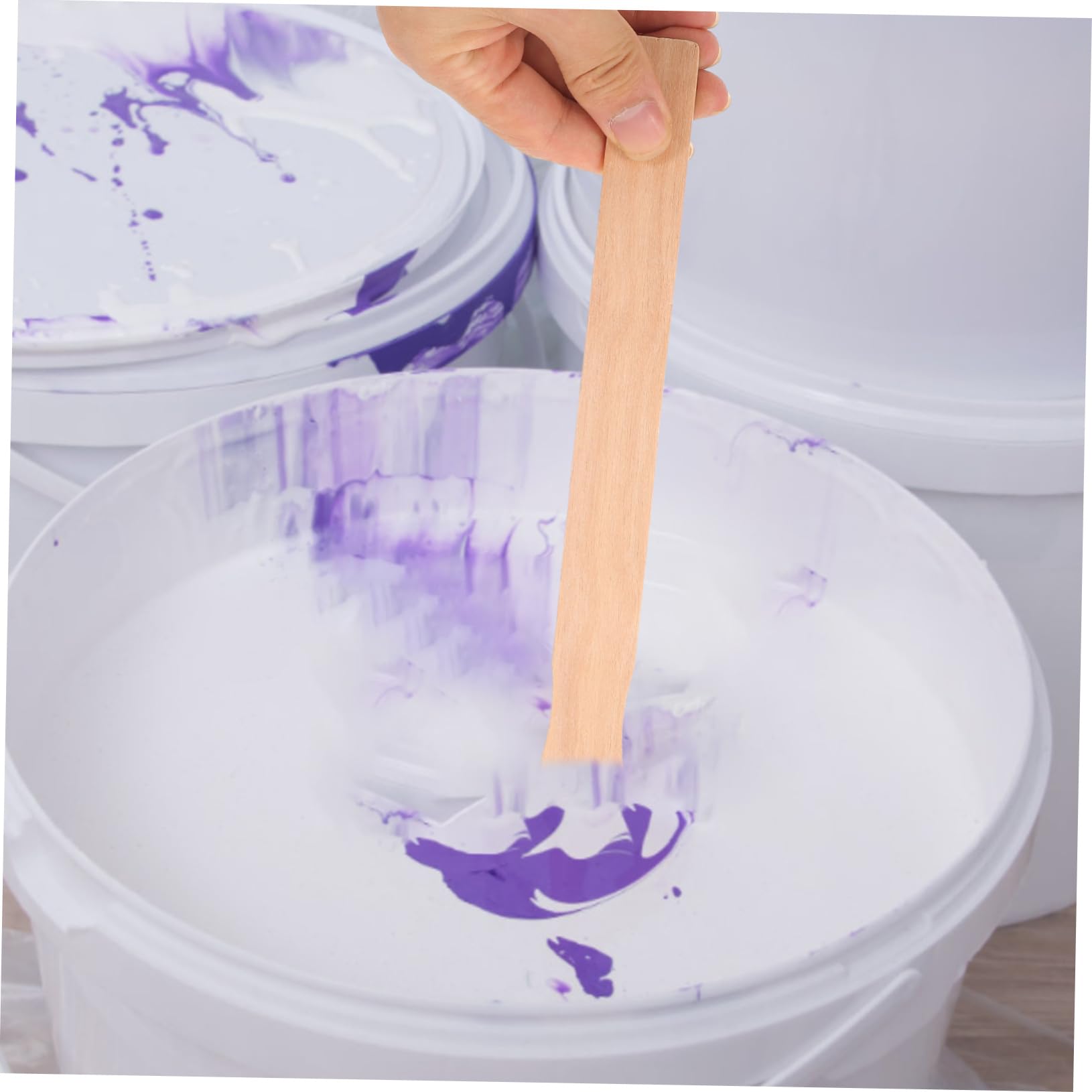 Gatuida 100pièces Bâtons Bois pour Mélanger La Peinture Agitateurs Réutilisables pour Projets Artistiques Et Rénovation