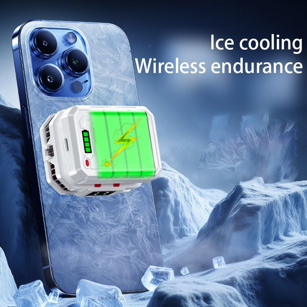Handy-Kühler, 15 W magnetischer Telefonkühler mit wiederaufladbarem Akku, schnelle Kühlung, Power-Anzeige für Handys, Tablets und iPads, 56 x 44 mm (3000 mAh)