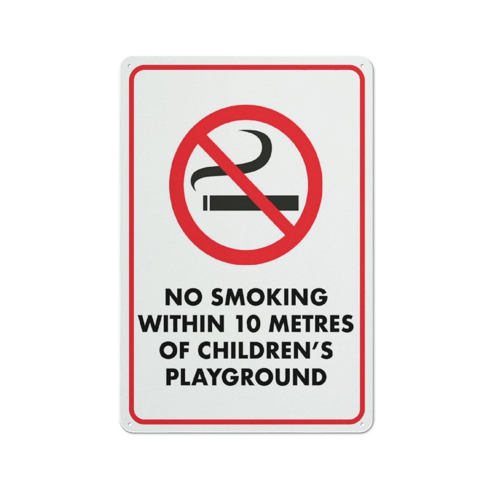 No Smoking Within 10 Metres Of Children’s Playground Sign, 8x12 Inch Weather Resistant Metal Aluminum, Indoor/Outdoor Use