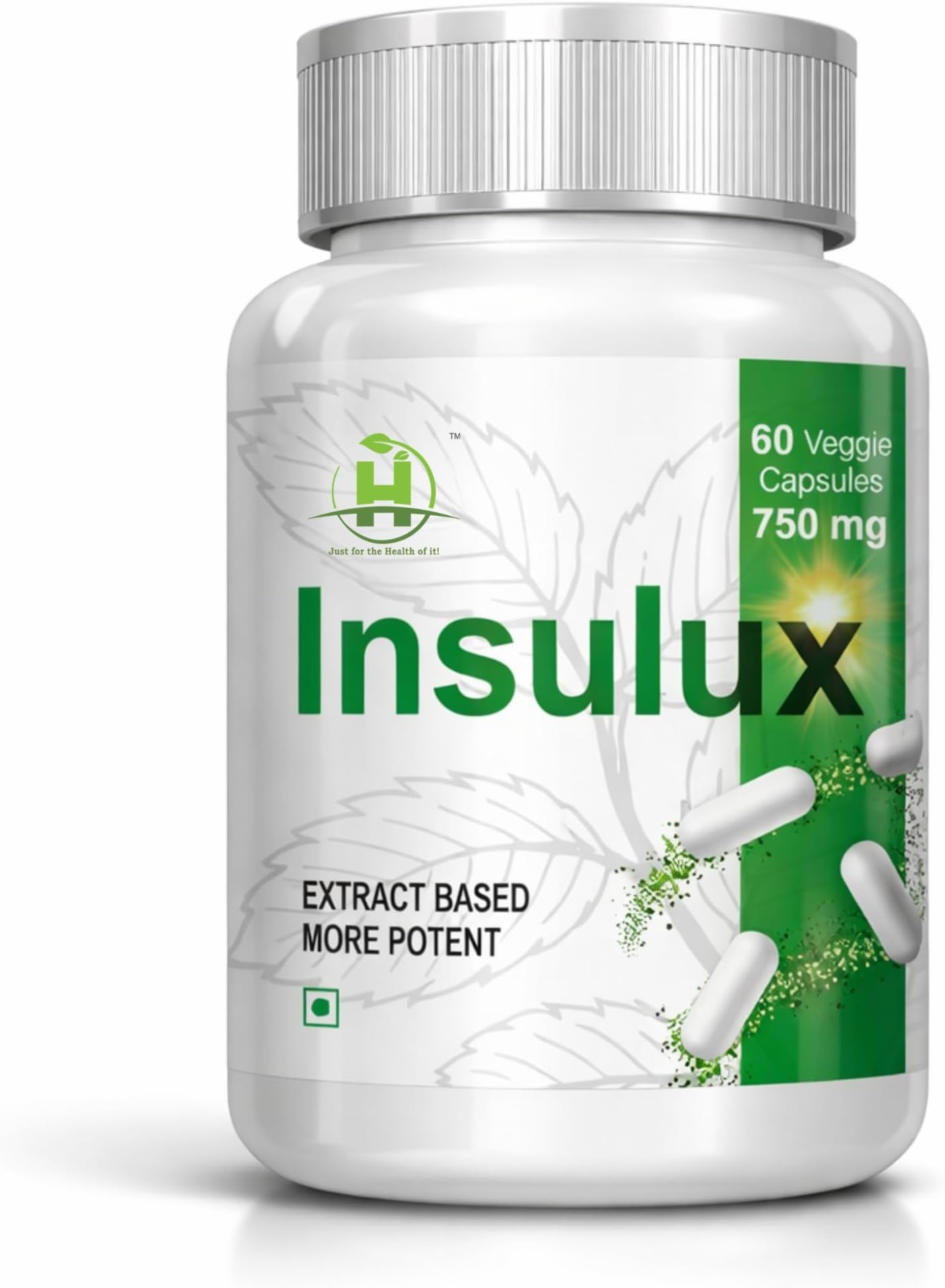 Healthy Nutrition - Just for the Health of it Insulux 750mg (60 Capsules) Support Endocrine Health & Diabetes Control