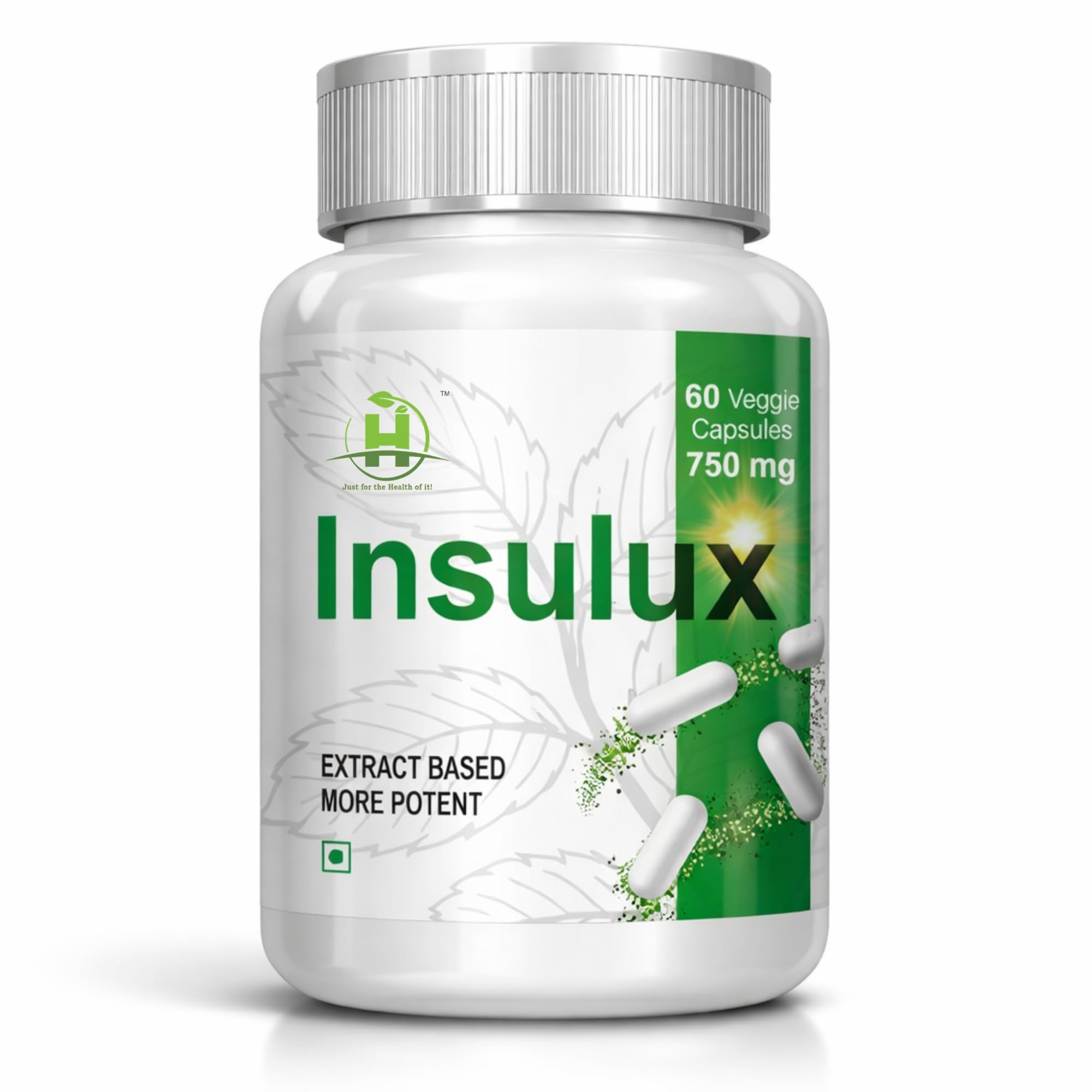 Healthy Nutrition - Just for the Health of it Insulux 750mg (60 Capsules) Support Endocrine Health & Diabetes Control, 80 grams-image-44